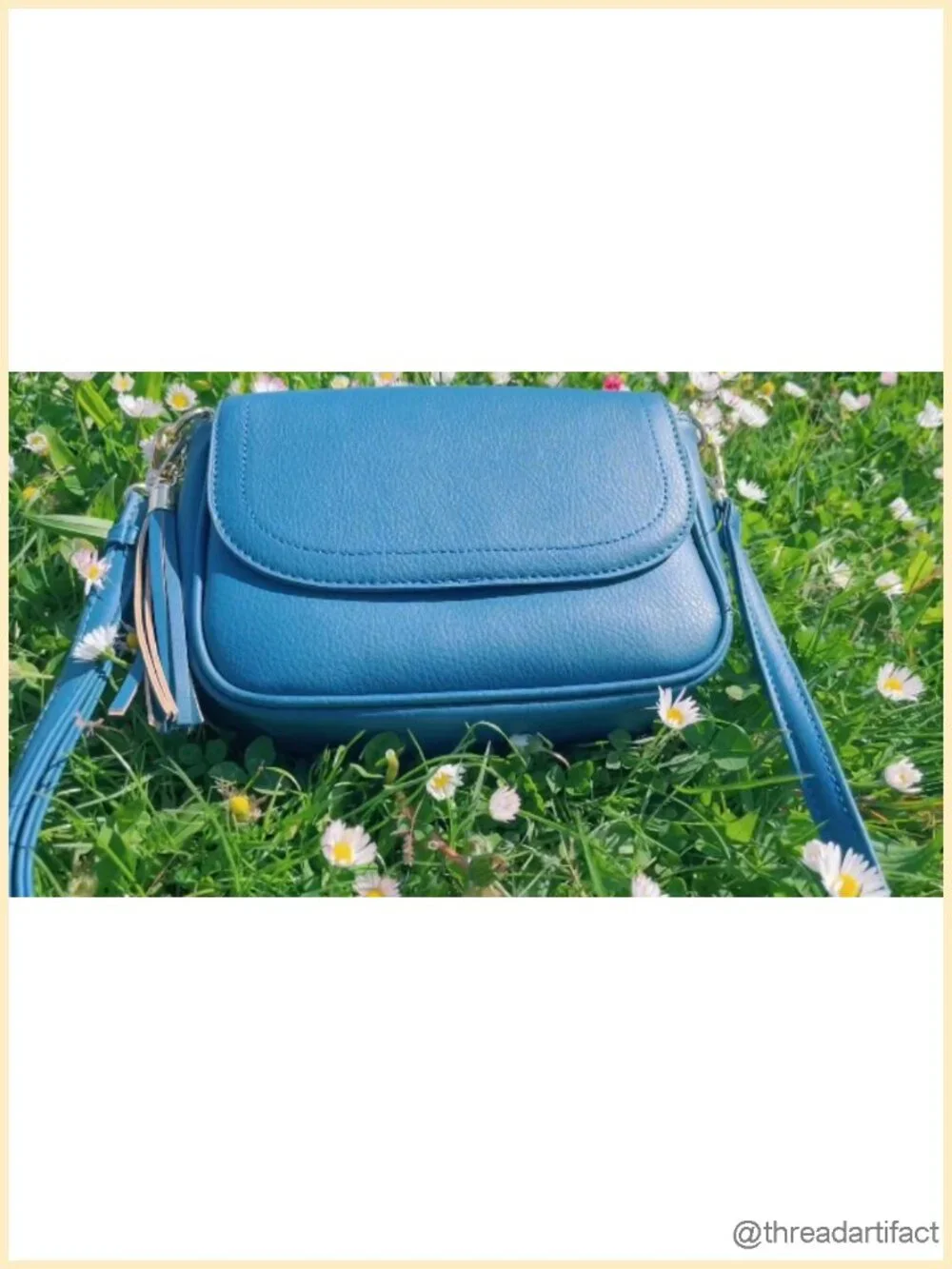 Small Flap Saddle Crossbody Bag with Tassel Vegan Leather Shoulder Purse